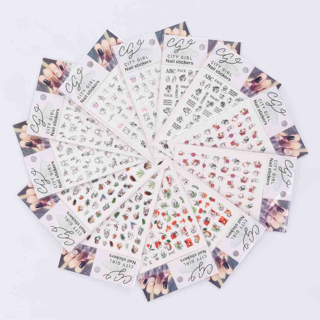 STIKERS PARA UÑAS CITY GIRL ROSTRO X 12 UNIDADES GHZ-9010*2400
