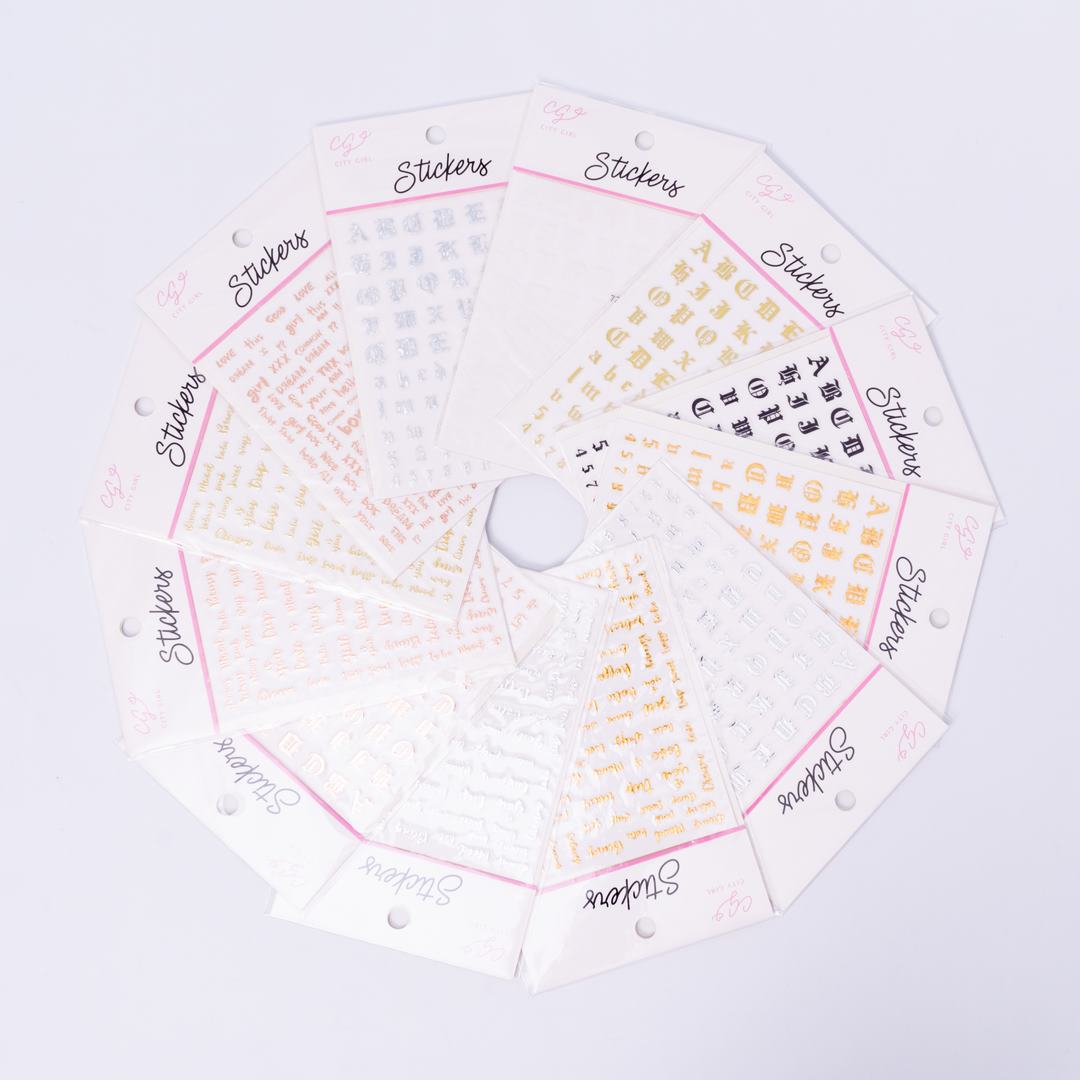 STIKERS PARA UÑAS LETRAS CITY GIRL X 12 UNIDADES KKZ-7441*2400