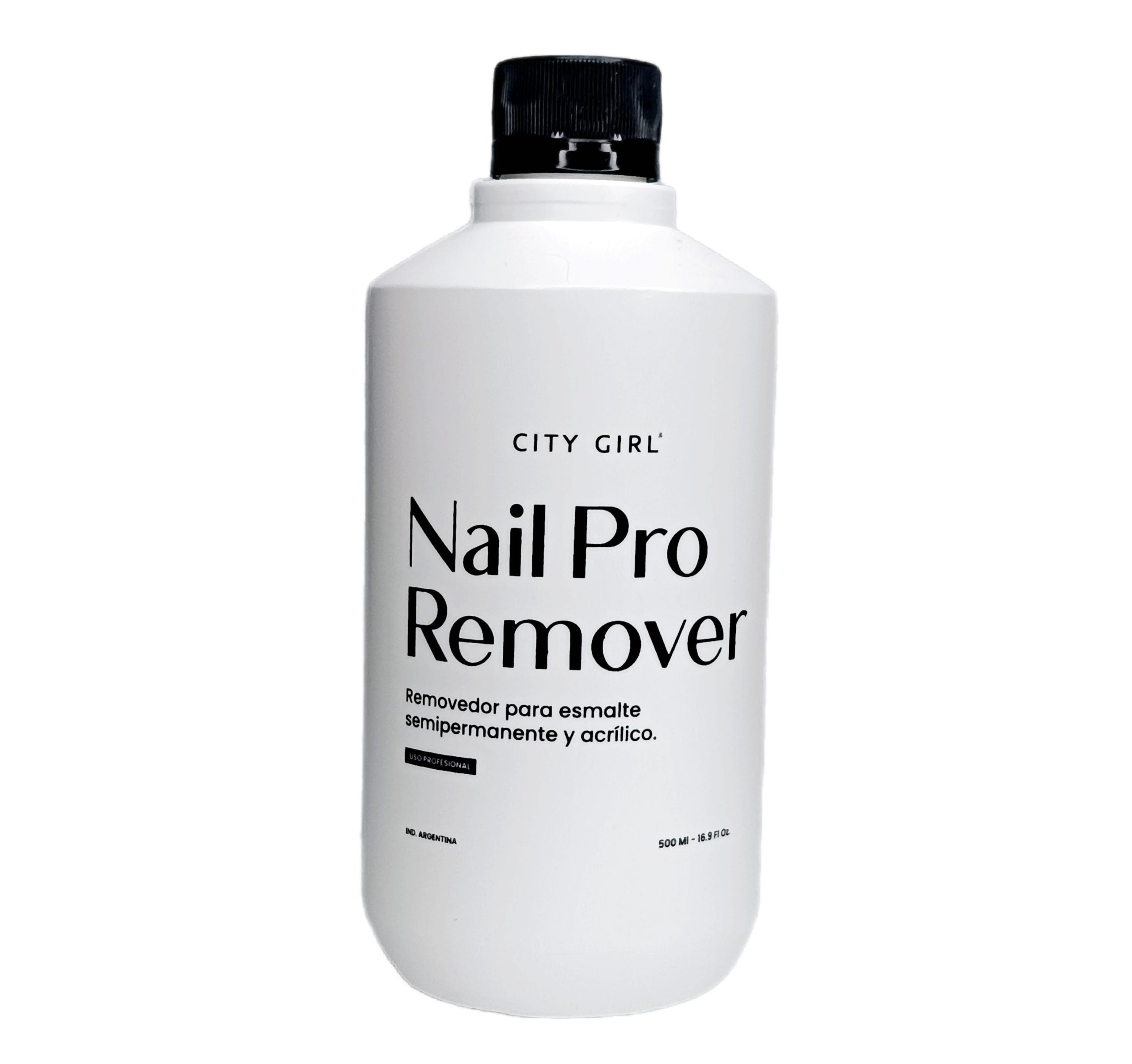 REMOVEDOR DE ESMALTES SEMIPERMANENTES Y ACRILICO PROFESIONAL 500ML CITY GIRL CG-500ML