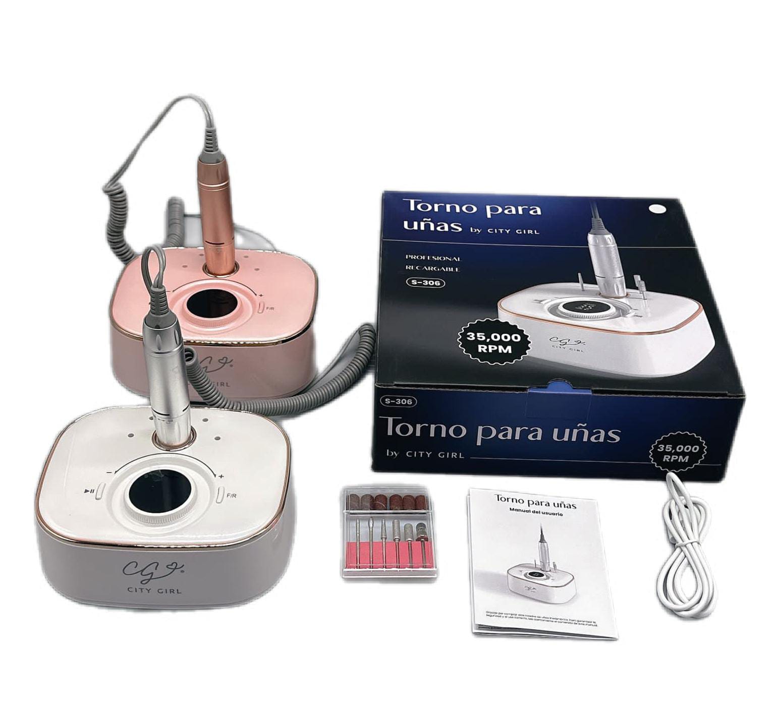 TORNO INALÁMBRICO PARA UÑAS PROFESIONAL 35.000 RPM CITY GIRL S-306*20