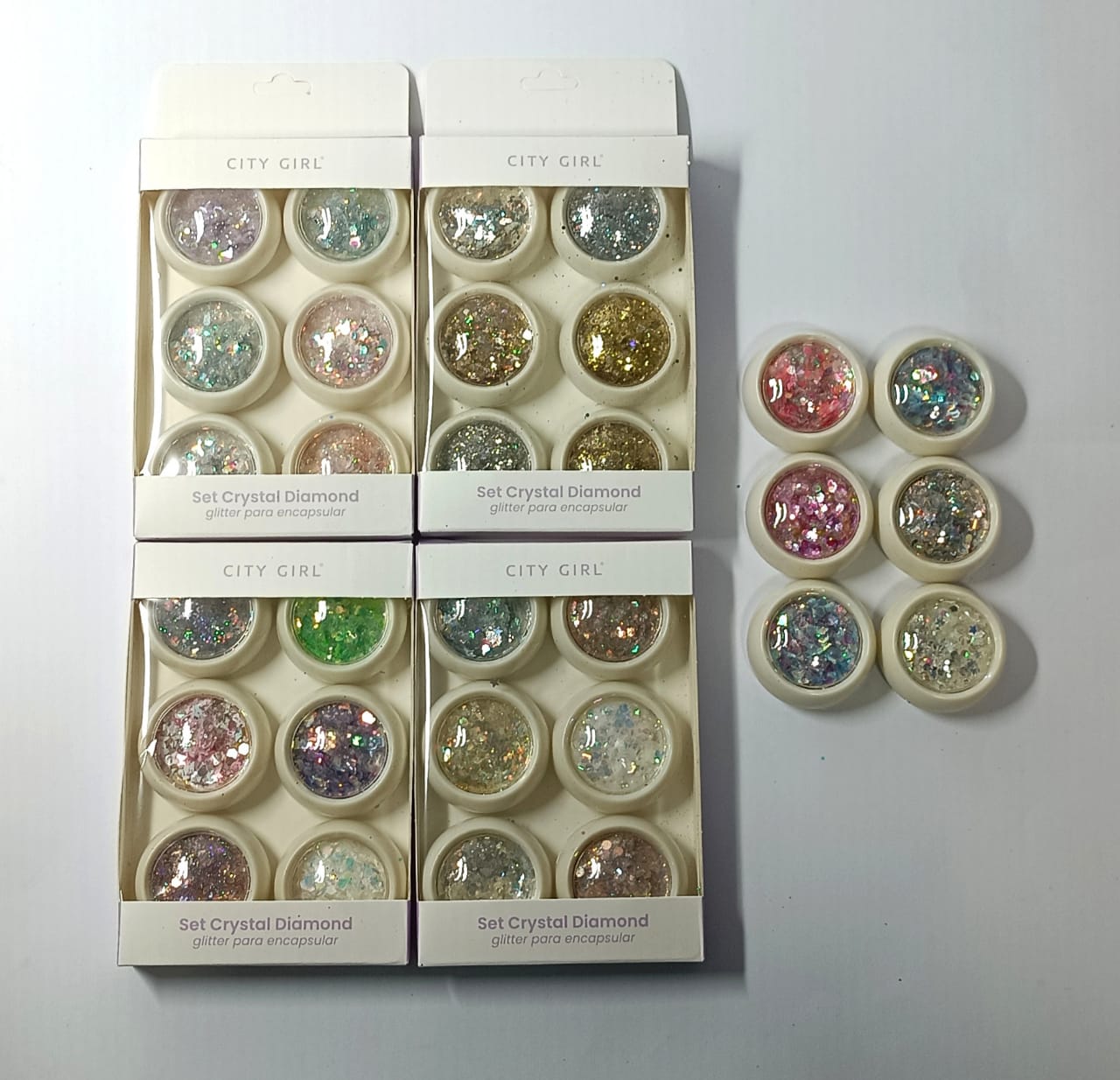 SET DE GLITTER X6PCS, VARIAS COMBINACIONES CITY GIRL GO-40453*288