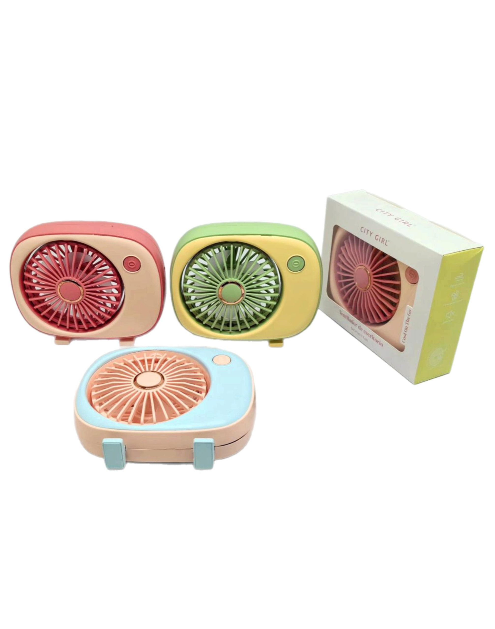 VENTILADOR DE ESCRITORIO INALAMBRICO, 3 COLORES CITY GIRL W1632-1*72