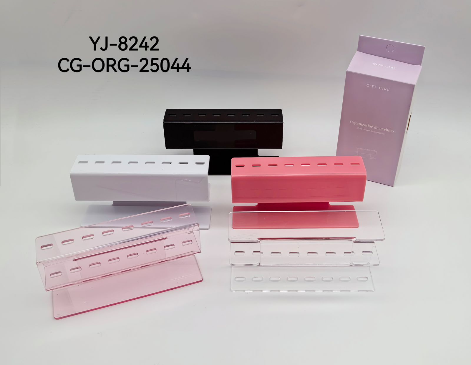 ORGANIZADOR DE ACRILICO PARA 8 PINZAS DE PESTAÑAS CITY GIRL YJ-8242*200
