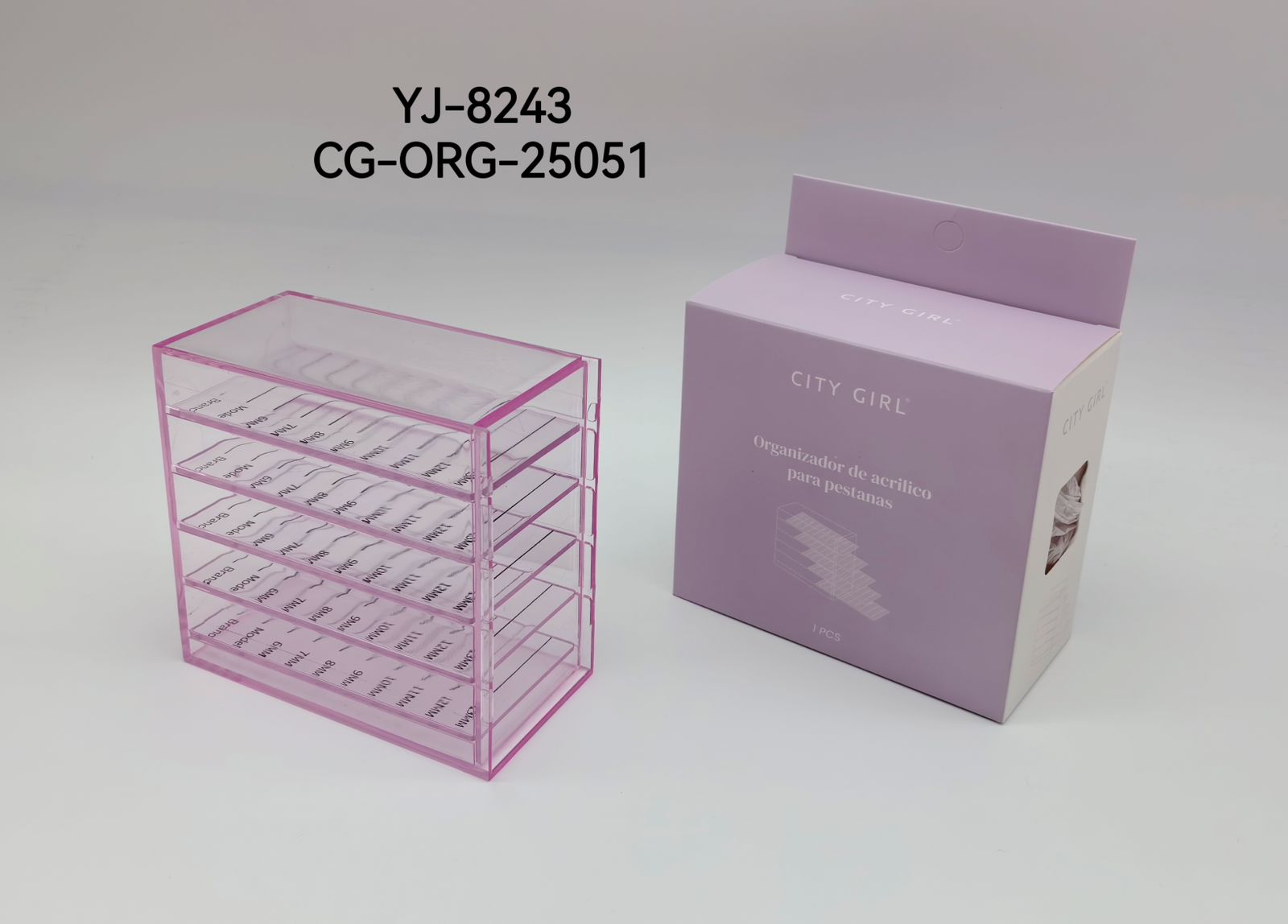 ORGANIZADOR DE ACRILICO PARA PESTAÑAS CITY GIRL YJ-8243*200