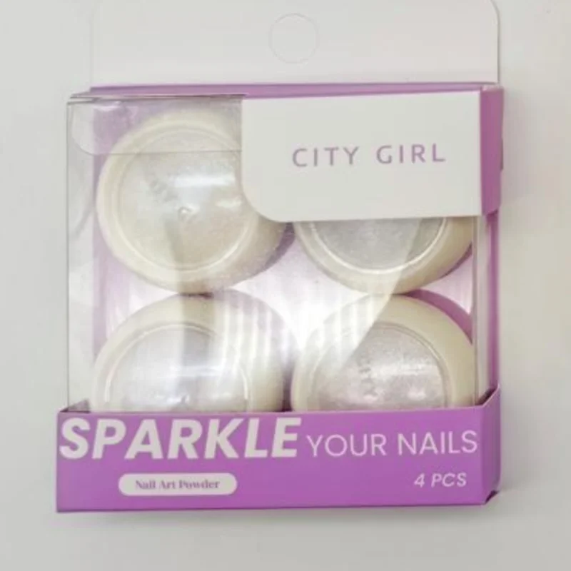 MICRO GLITTER TIPO FLAKES REFLEJO BLANCO Y DE COLORES X4 PCS CITY GIRL GO-24023