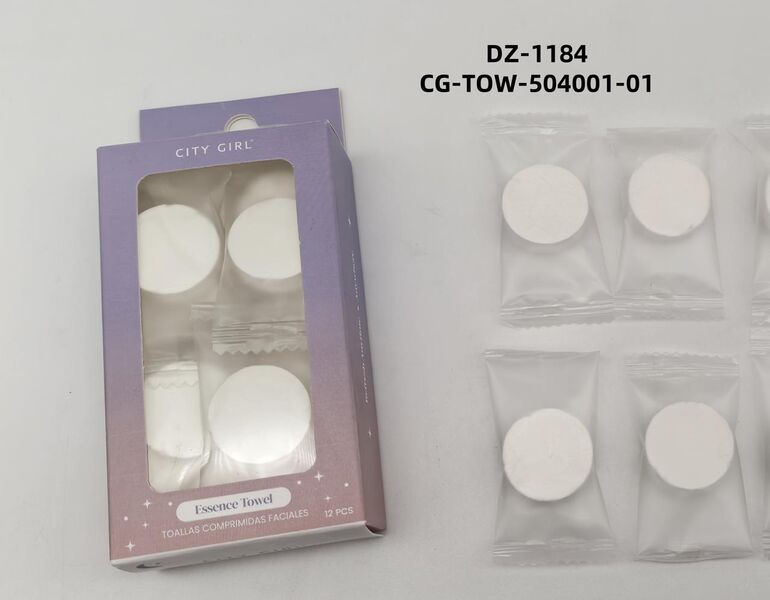 TOALLAS COMPRIMIDAS FACIALES REDONDAS X12 PCS CITY GIRL DZ-1184*240