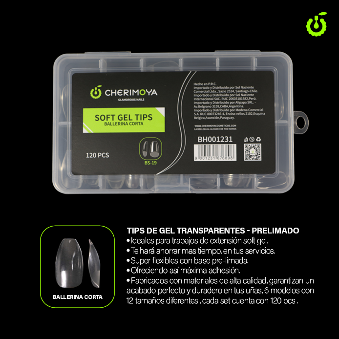 TIPS PARA SOFT GEL BALLERINA CORTA PRELIMADO 120PCS CHERIMOYA BH001231