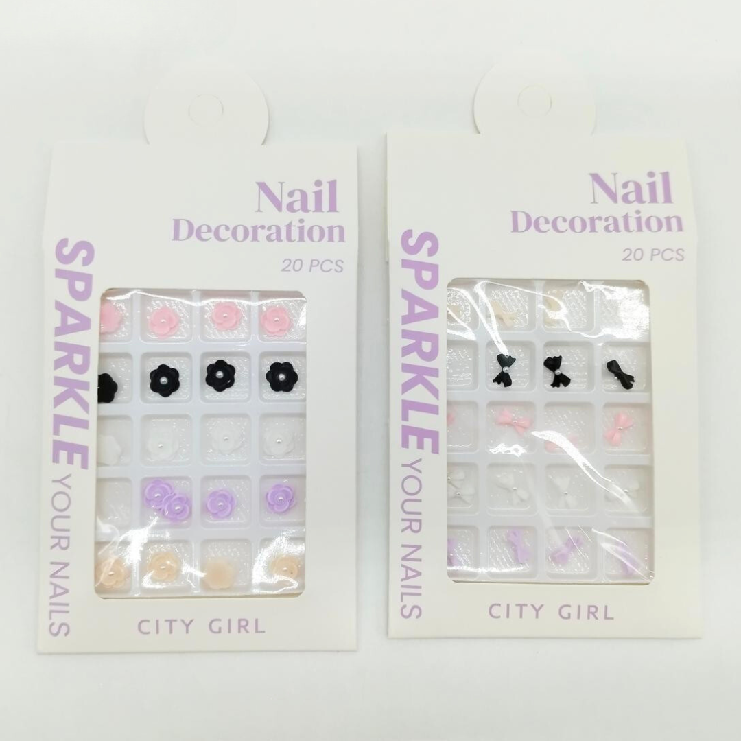 DECORACIÓN DE UÑAS FLORES + MOÑOS CON PERLAS CITY GIRL GO-25066*600