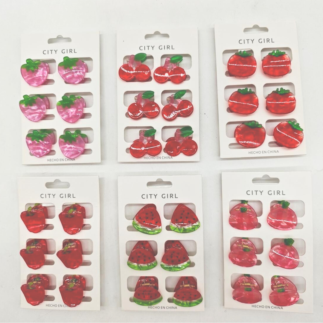 MINI BROCHES FRUTALES X6 PCS CITY GIRL MJ4085-12*480