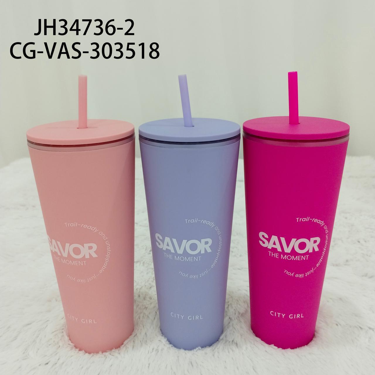 VASO DE PLASTICO GRANDE "SAVOR THE MOMENT" CITY GIRL JH34736-2*60