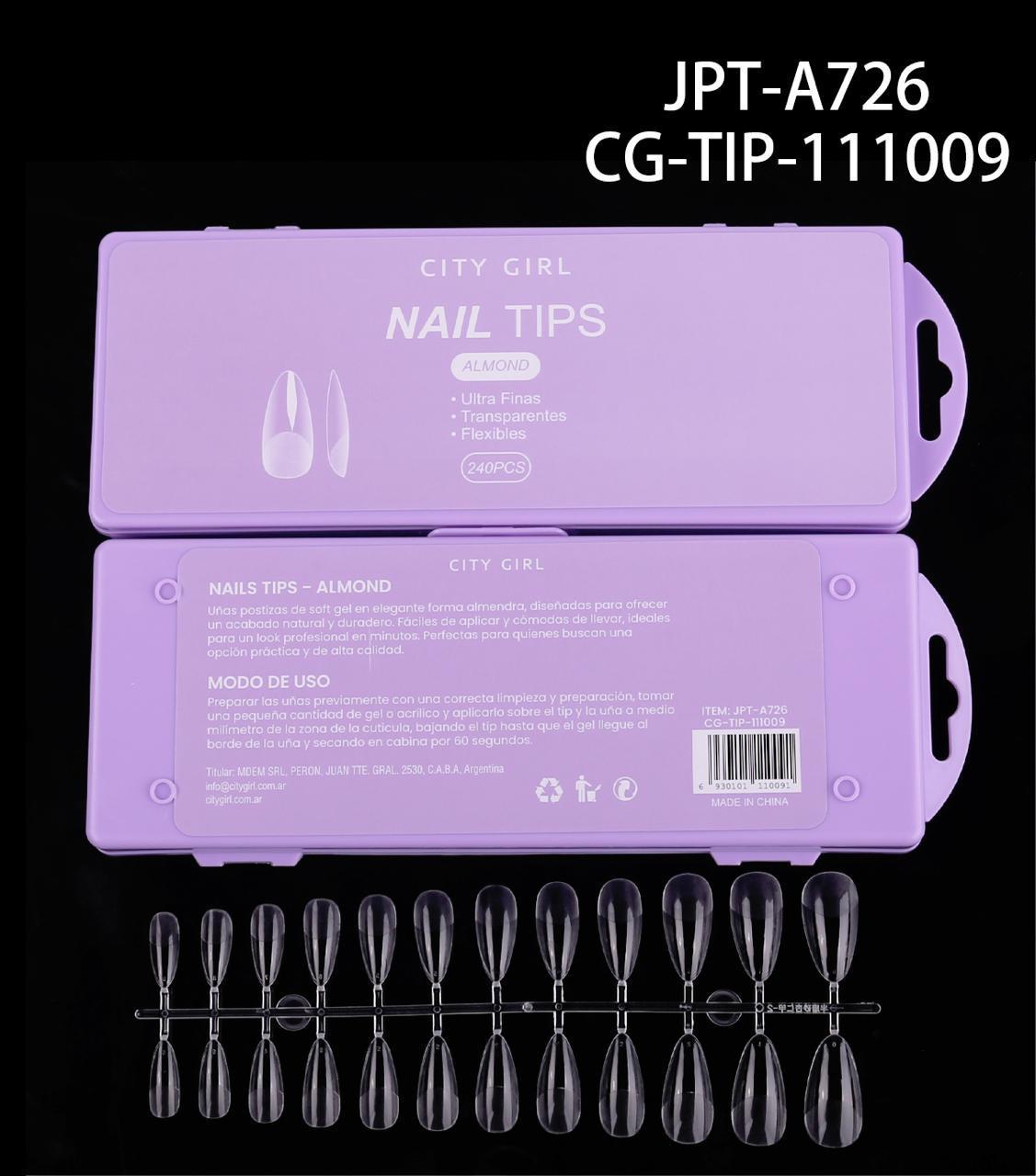 TIPS SOFT GEL ALMENDRA 240 PCS CITY GIRL JPT-A726*240
