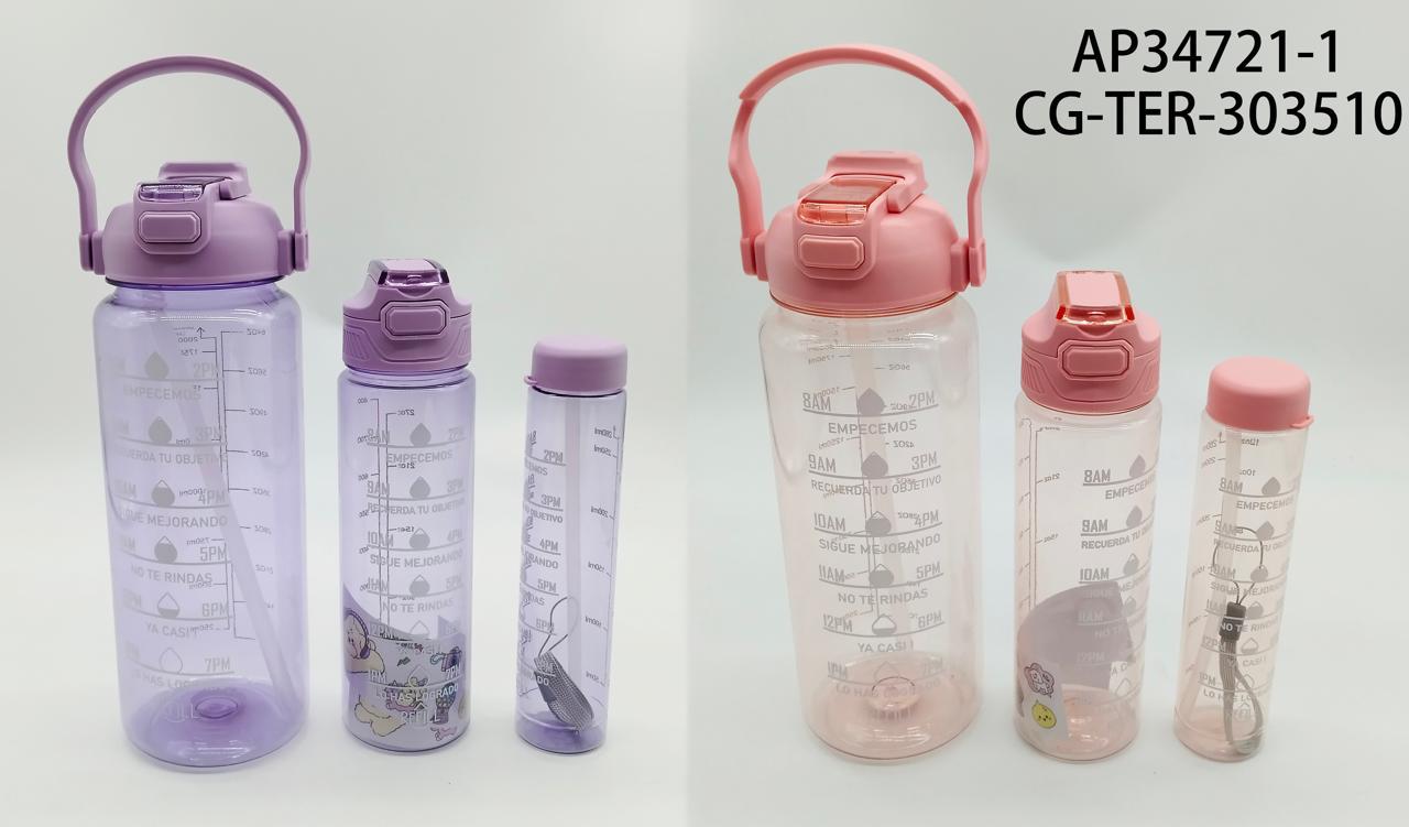 SET X3 BOTELLAS, 2 COLORES CITY GIRL AP34721-1*48