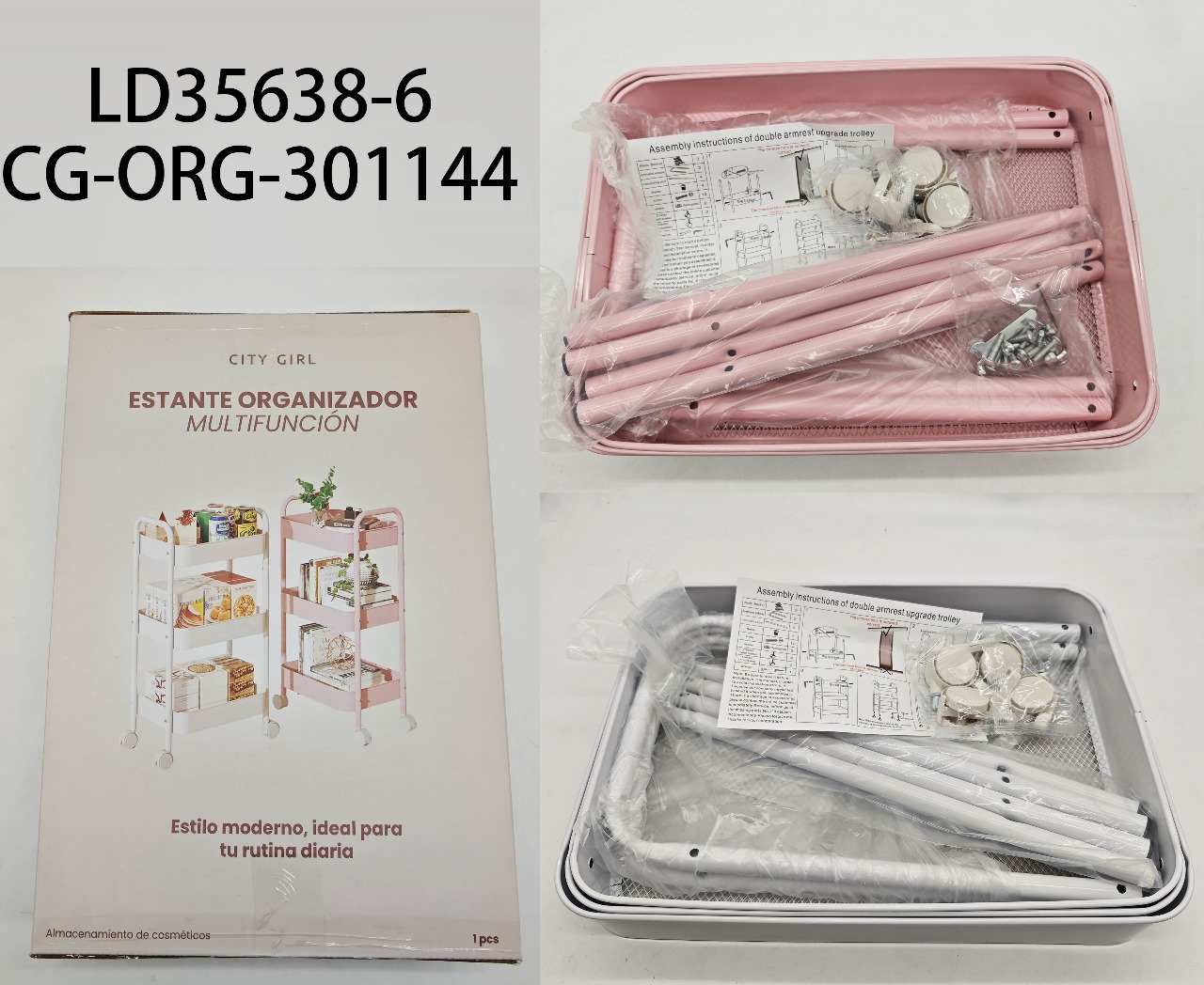 ESTANTE ORGANIZADOR MULTIFUNCIÓN CON RUEDAS CITY GIRL LD35638-6*5