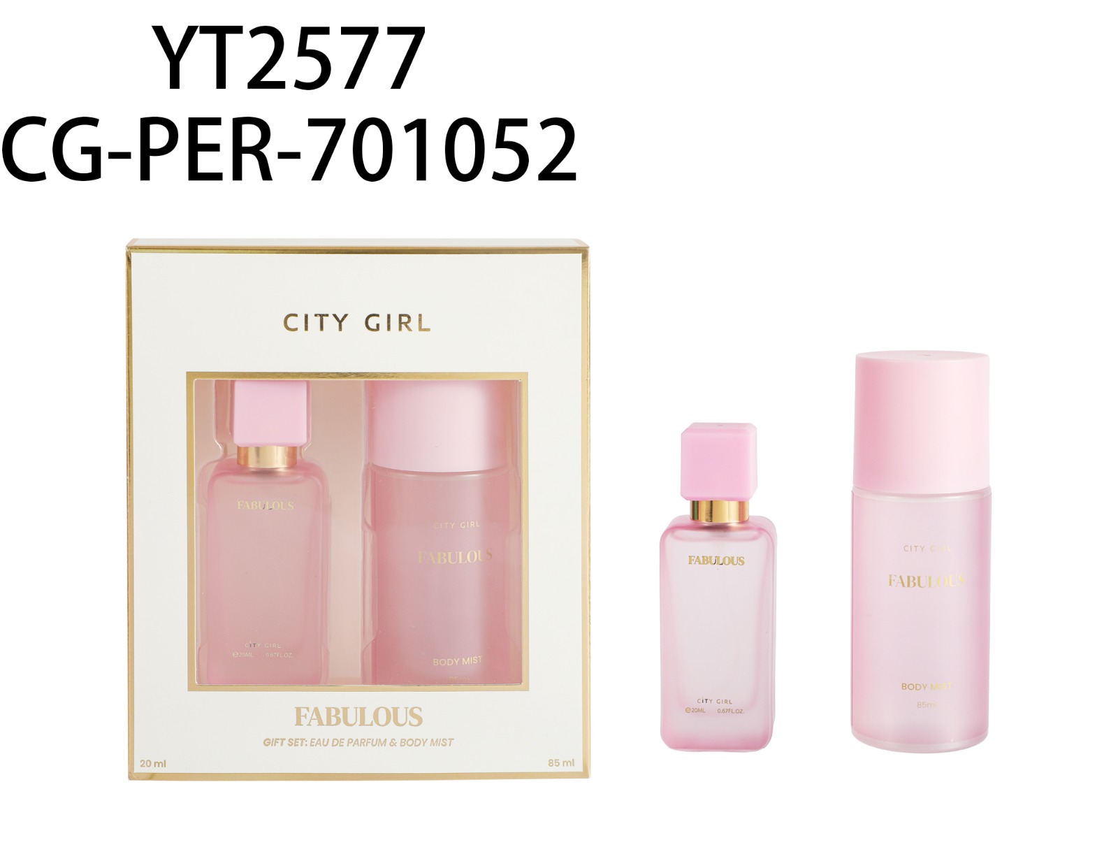 Kit De Perfume 20ml + Body Splash 85ml FABULOUS City Girl YT2577*48