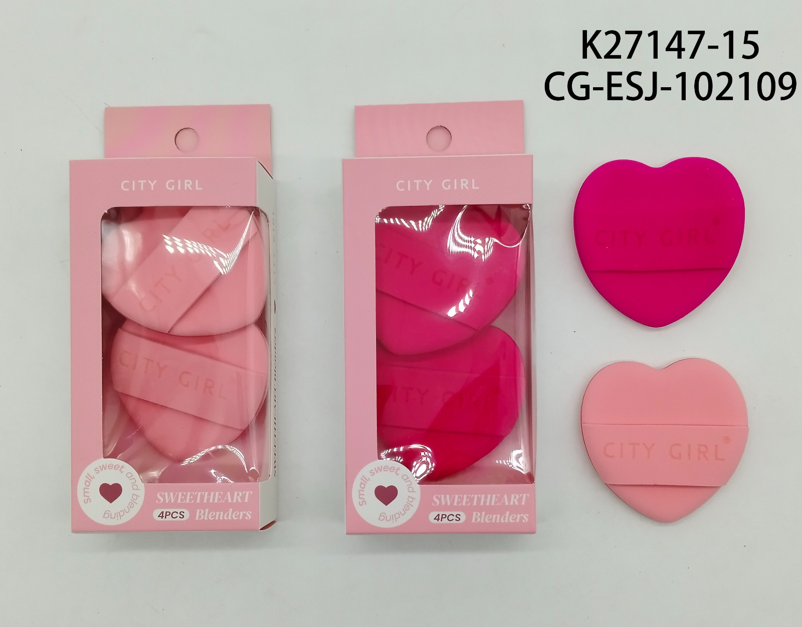 KIT X4 ESPONJAS PARA MAQUILLAJE "CORAZÓN" CITY GIRL K27147-15