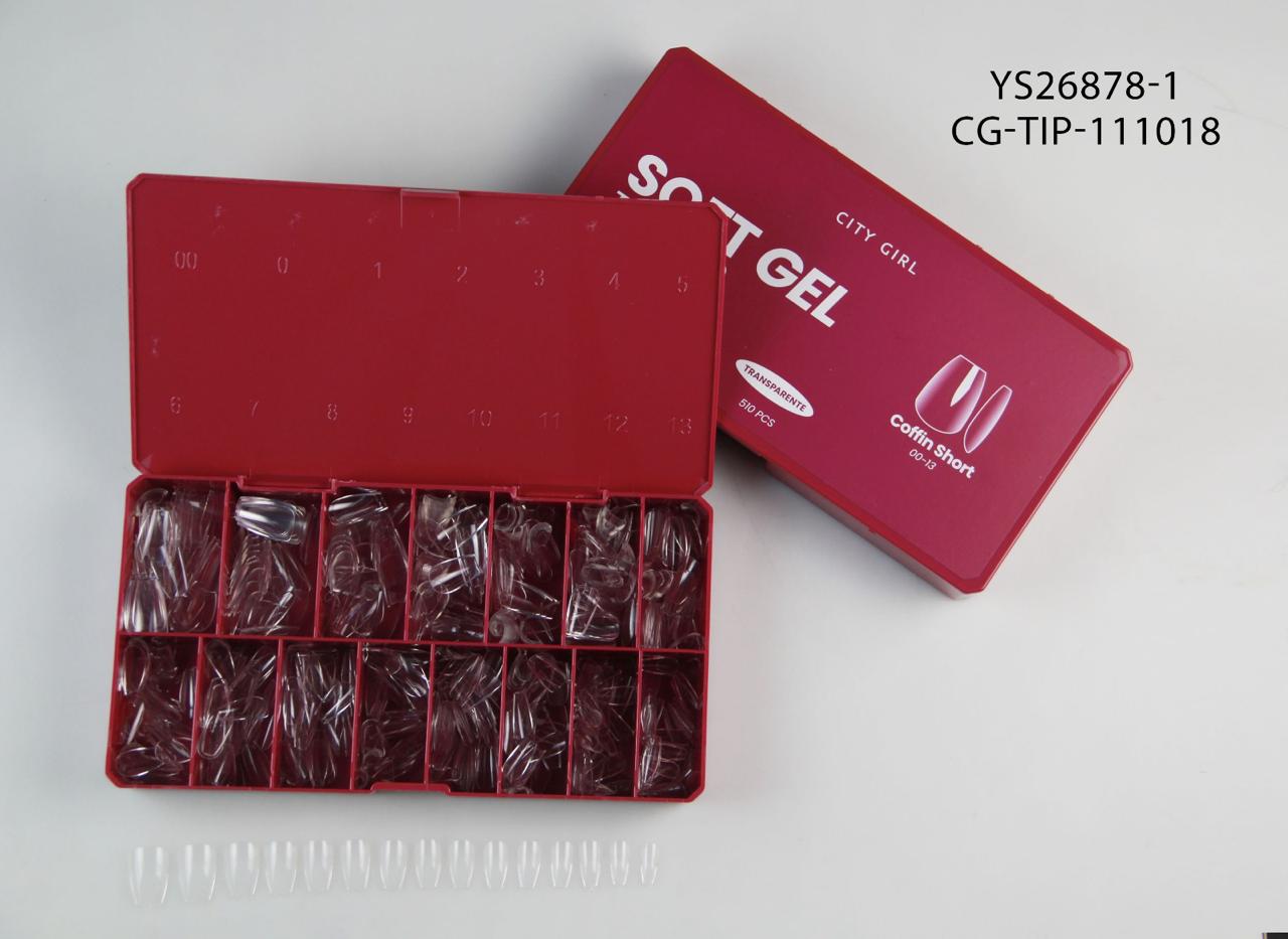 TIPS SOFT GEL PRO "ESCULPIDAS" COFFIN SHORT X510 PCS (00-13) CITY GIRL YS26878-1*80