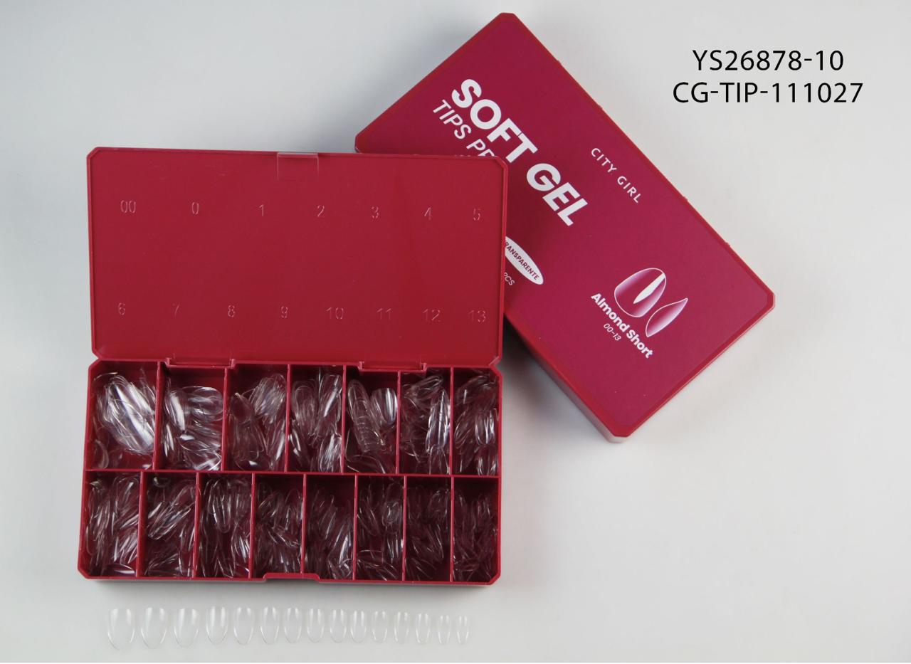 TIPS SOFT GEL PRO "ESCULPIDAS" ALMOND SHORT X510 PCS (00-13) CITY GIRL YS26878-10*80