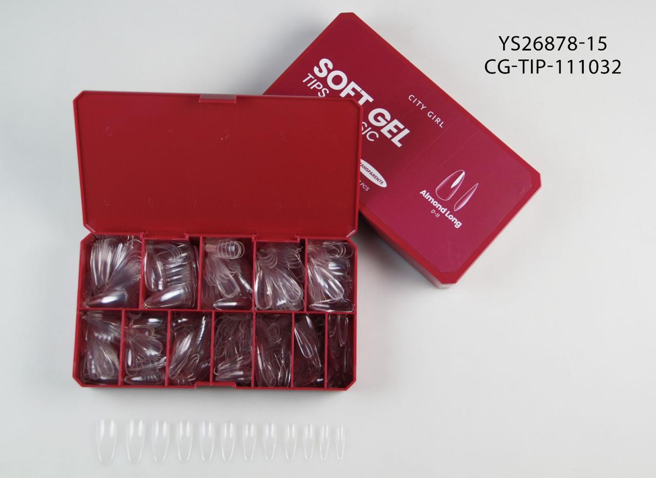TIPS SOFT GEL CLASSIC ALMOND LONG X504 PCS (0-11) CITY GIRL YS26878-15*80