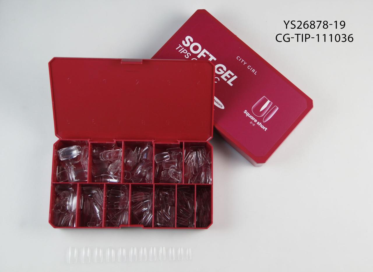 TIPS SOFT GEL CLASSIC SQUARE SHORT X504 PCS (0-11) CITY GIRL YS26878-19*80