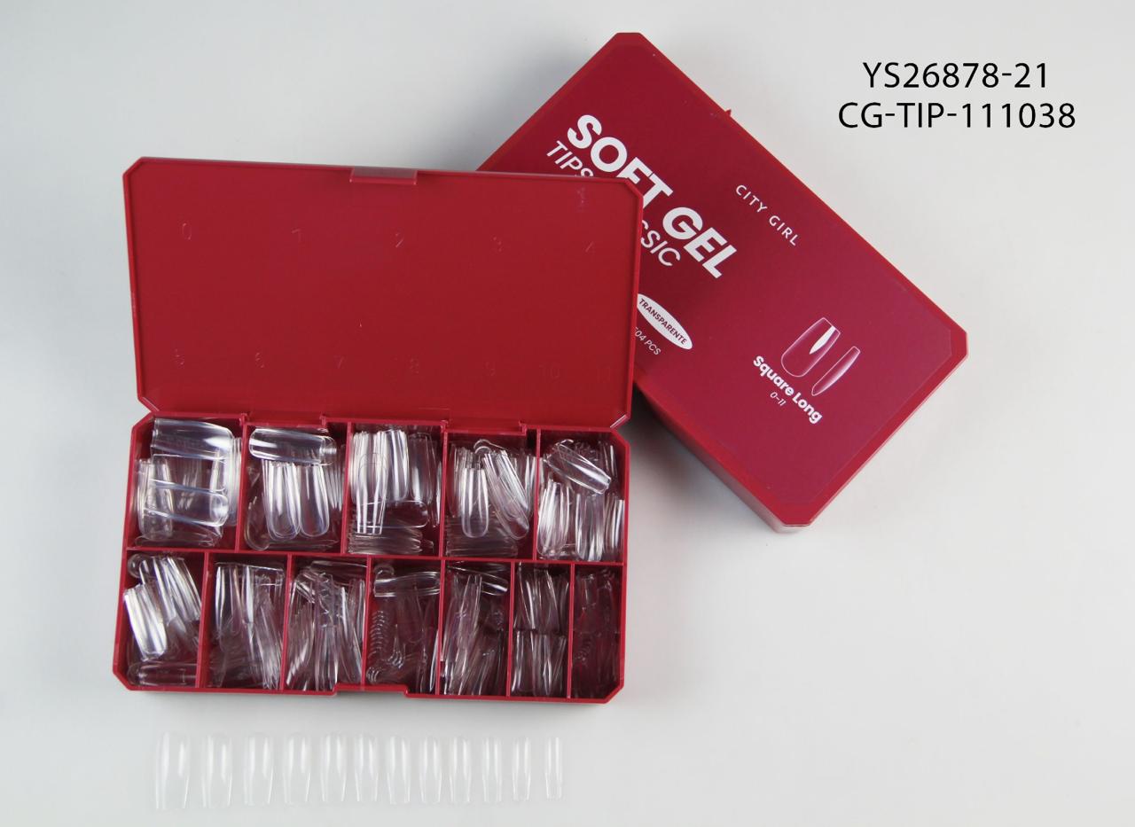 TIPS SOFT GEL CLASSIC SQUARE LONG X504 PCS (0-11) CITY GIRL YS26878-21*80