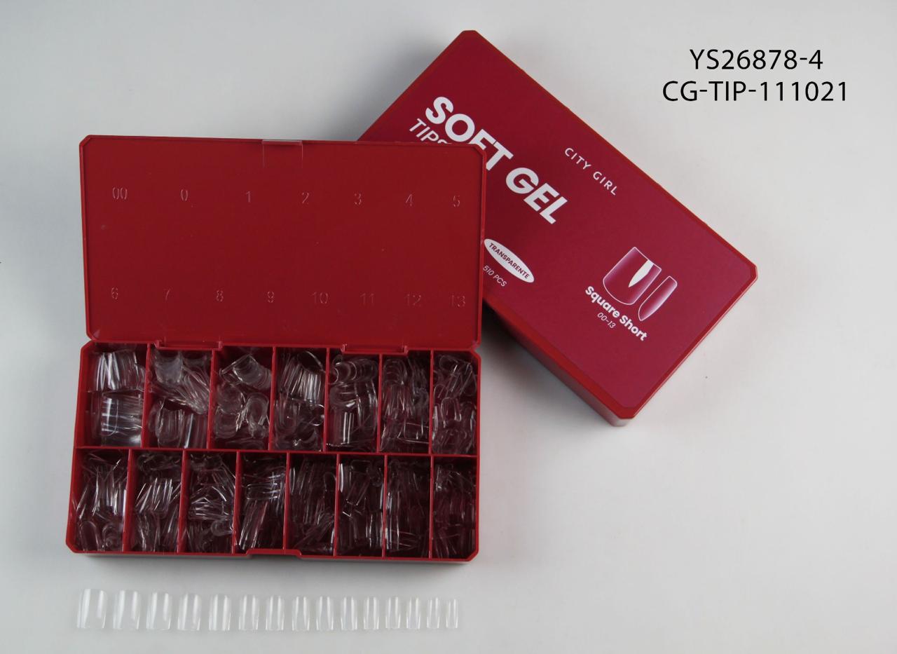 TIPS SOFT GEL PRO "ESCULPIDAS" SQUARE SHORT X510 PCS (00-13) CITY GIRL YS26878-4*80