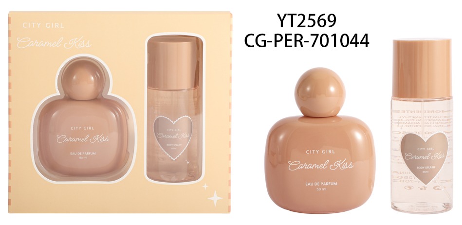 KIT DE PERFUME 50ML + BODY SPLASH 85ML CARAMEL KISS CITY GIRL YT2569