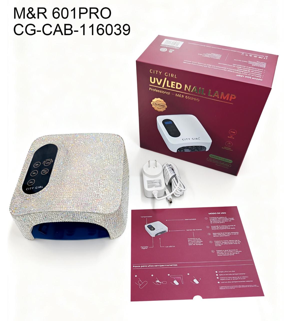 CABINA PRO PARA UÑAS CON STRASS 72W (SE USA ENCHUFADA) CITY GIRL M&R601PRO*12