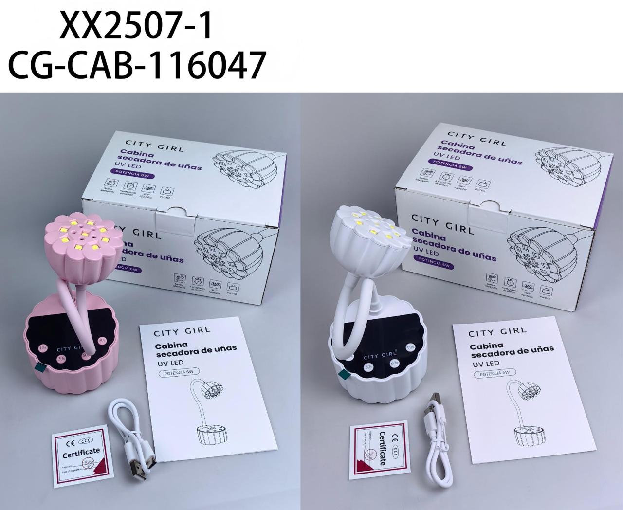 CABINA FLOR INALAMBRICA PARA UÑAS 6W (REDONDA) CITY GIRL XX2507-1*50
