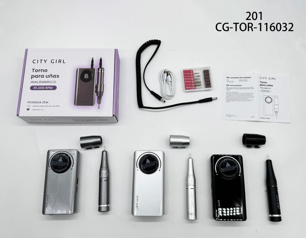 TORNO PARA UÑAS INALAMBRICO 35.000 RPM CITY GIRL 201*30