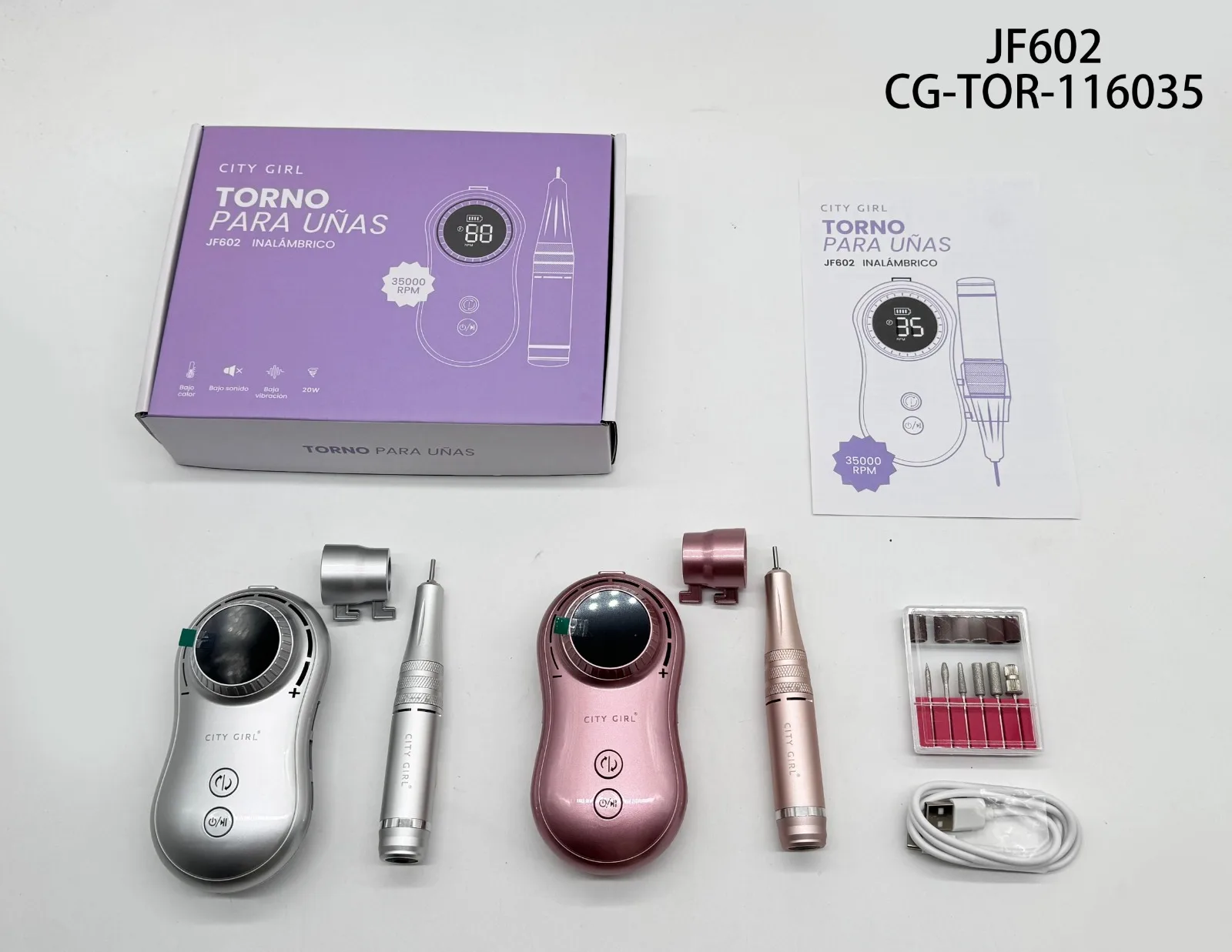TORNO PARA UÑAS INALAMBRICO 35.000 RPM CITY GIRL JF602*30