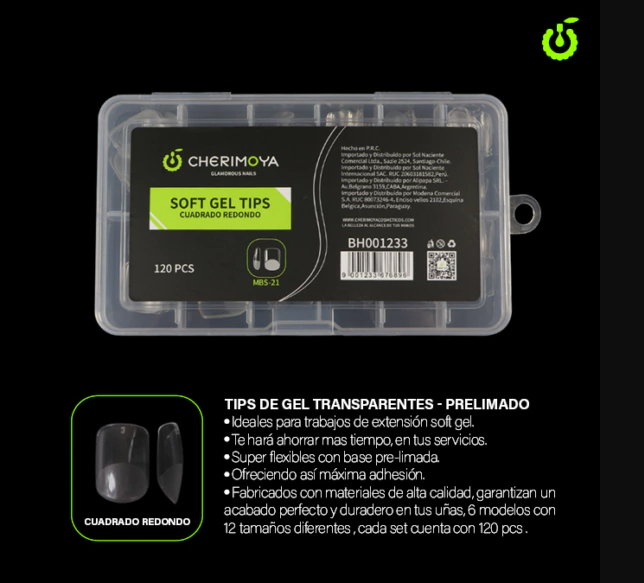 SOFT GEL TIPS CUADRADO REDONDO CORTA BH001233