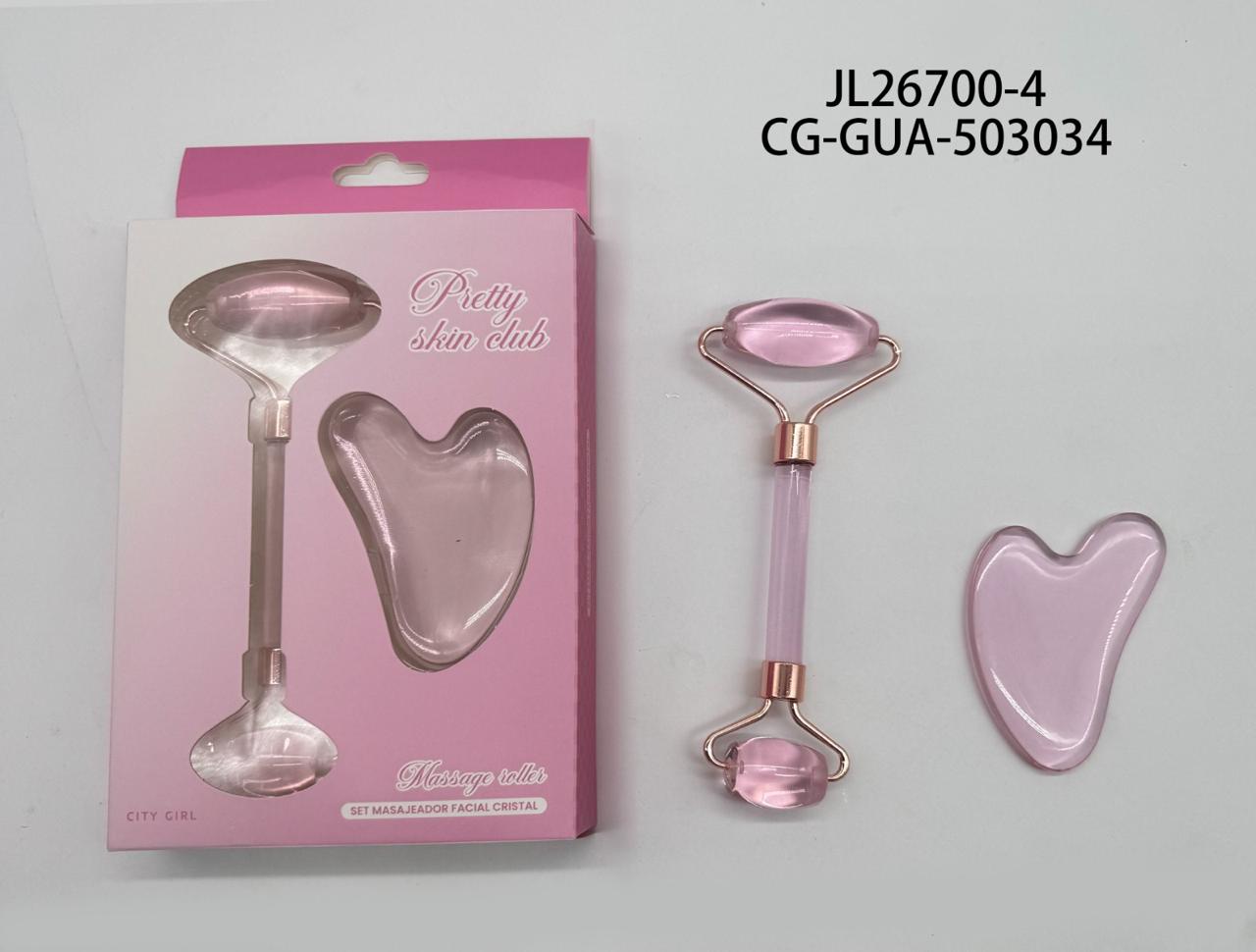 KIT RODILLO MASAJEADOR + GUASHA CRISTAL CITY GIRL JL26700-4*144