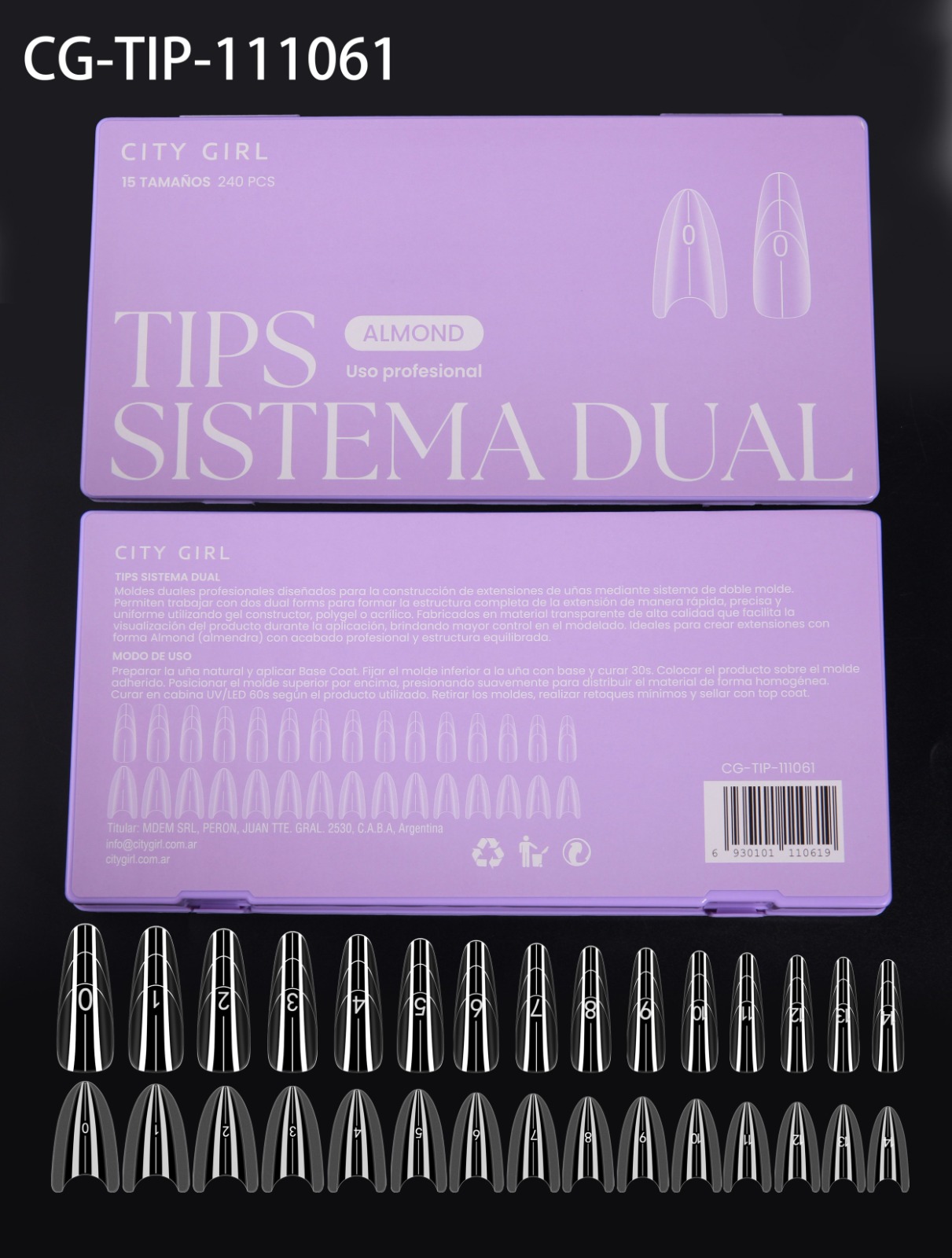 TIPS SISTEMA DUAL "SANDWICH" ALMOND, X240 PCS CITY GIRL CG-TIP-111061*100