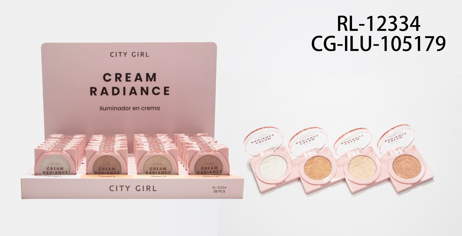 ILUMINADOR EN CREMA, 4 TONOS CITY GIRL RL-12334*224
