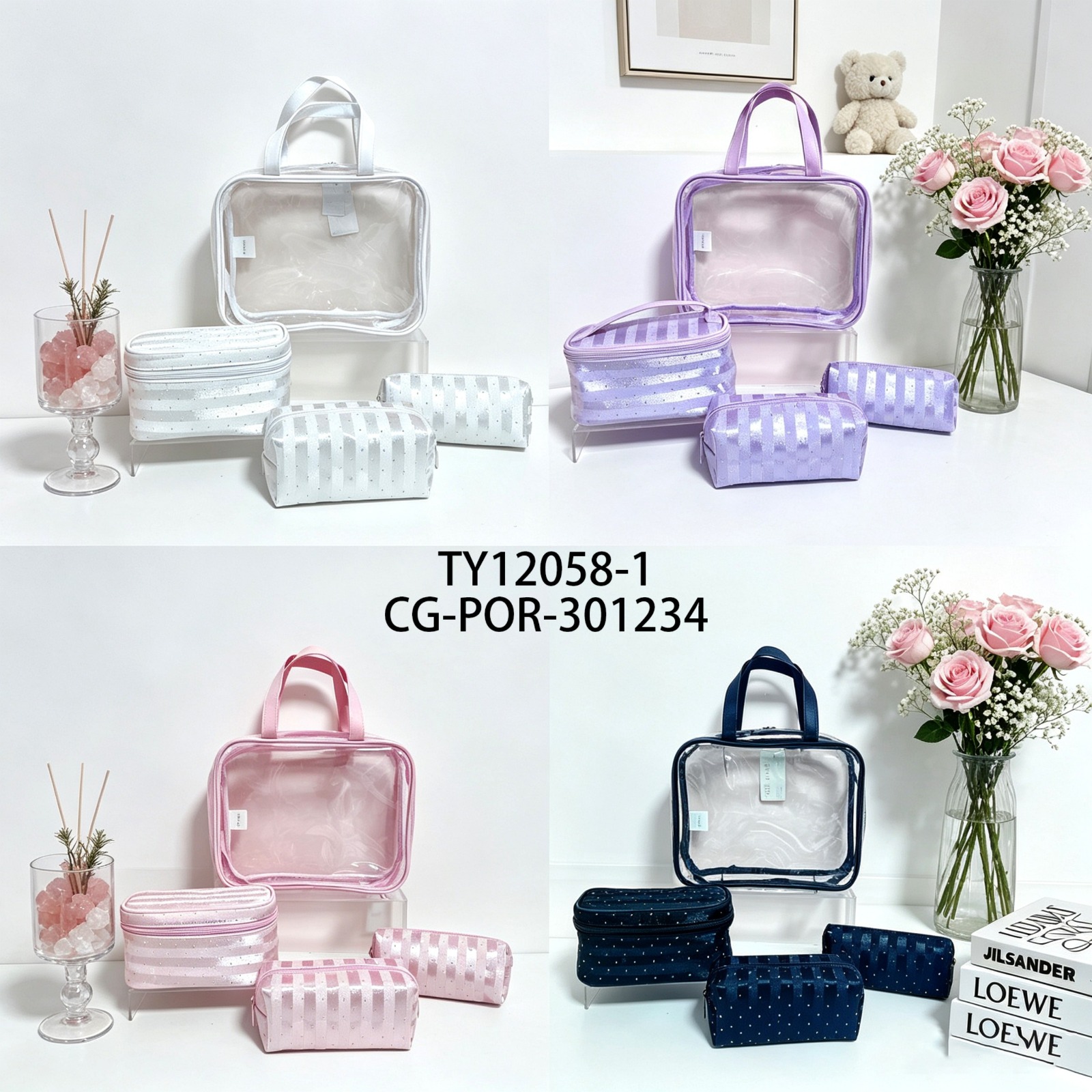 PORTA COSMÉTICOS X4PCS, 4 COLORES CITY GIRL TY12058-1*90